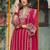 Red embroidered organza kurta trouser dupatta set