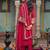 Red embroidered organza kurta trouser dupatta set