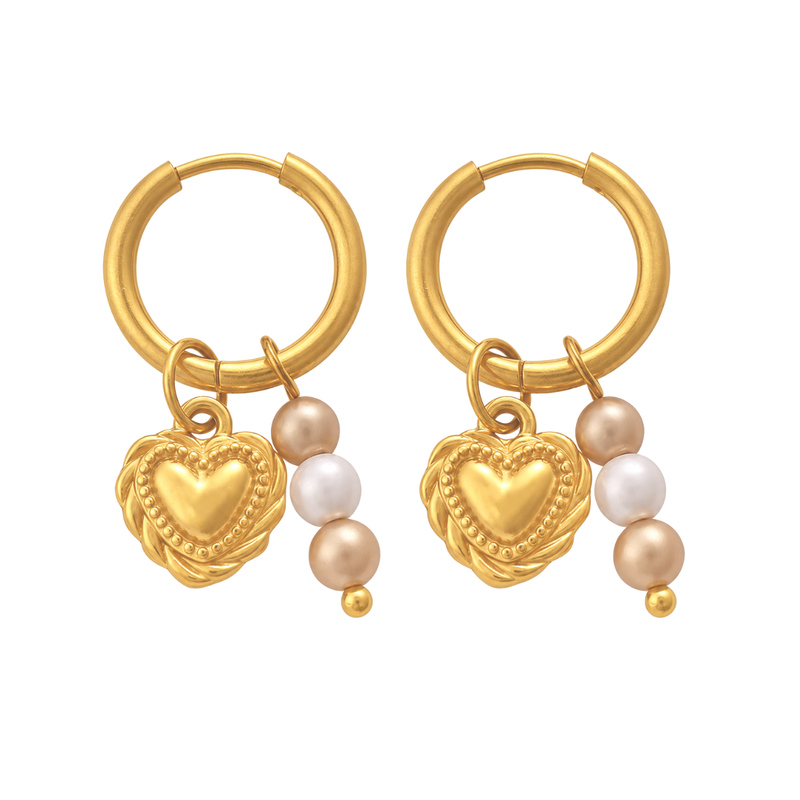crafted icon: heart gold plated hoop earring