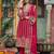 Red embroidered organza kurta trouser dupatta set