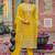 Yellow embroidered organza kurta trouser dupatta set