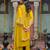 Yellow embroidered organza kurta trouser dupatta set