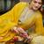 Yellow embroidered organza kurta trouser dupatta set