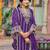 Purple embroidered organza kurta trouser dupatta set
