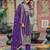 Purple embroidered organza kurta trouser dupatta set