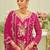 Pink embroidered organza kurta trouser dupatta set