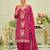 Pink embroidered organza kurta trouser dupatta set