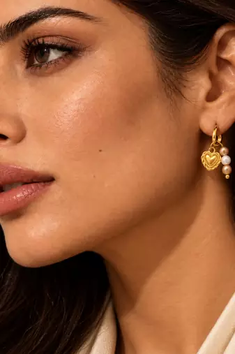 crafted icon: heart gold plated hoop earring