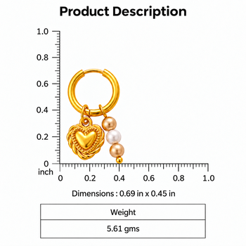 crafted icon: heart gold plated hoop earring 3