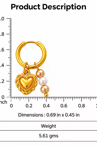 crafted icon: heart gold plated hoop earring