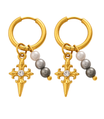 crafted icon: cross gold plated hoop earring