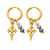 crafted icon: cross gold plated hoop earring