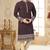 Coffee colour kurta with intricate floral embroidery and cream pajama—perfect for weddings and festive occasions.