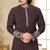 Coffee colour kurta with intricate floral embroidery and cream pajama—perfect for weddings and festive occasions.
