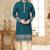 Teal blue embroidered kurta with cream pajama—perfect for festive occasions.