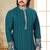 Teal blue embroidered kurta with cream pajama—perfect for festive occasions.