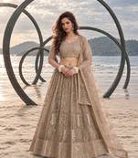 GREY NET THREAD WITH ZARI AND SEQUINCE WORK FESTIVE LEHENGA CHOLI SET FOR WOMEN'S