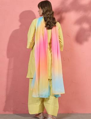 women floral embroidered thread work kurta with farshi salwar and dupatta 7
