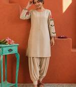 women floral embroidered regular thread work kurta with patiala