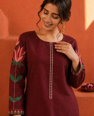 women floral embroidered regular thread work kurta with patiala 6