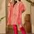 women printed regular mirror work kurta with trousers