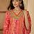 women printed regular mirror work kurta with trousers