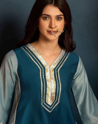 women ethnic motifs embroidered regular gotta patti kurta with salwar 5