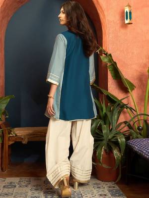 women ethnic motifs embroidered regular gotta patti kurta with salwar 7