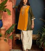 women ethnic motifs embroidered regular gotta patti kurta with salwar