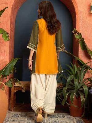 women ethnic motifs embroidered regular gotta patti kurta with salwar 7