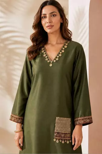 women ethnic motifs embroidered regular thread work kurta with patiala