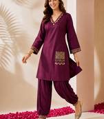 women ethnic motifs regular kurta with patiala