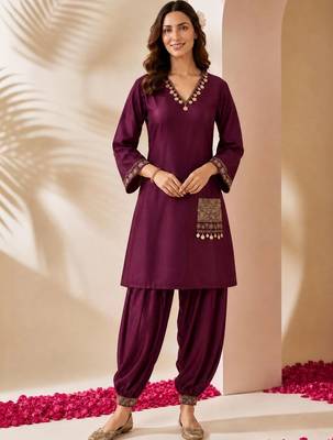 women ethnic motifs regular kurta with patiala 2