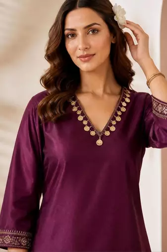women ethnic motifs regular kurta with patiala