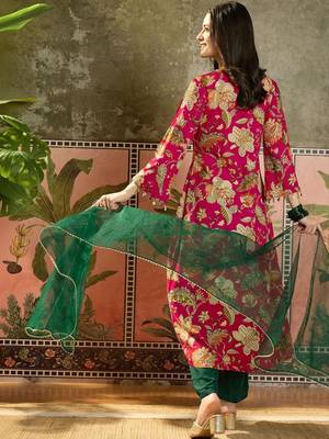 women floral printed layered mirror work kurta with palazzos & with dupatta 4