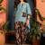 women colourblocked regular kurti with trousers