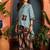 women colourblocked regular kurti with trousers