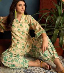 women's linen floral print summer wear short kurti with farshi salwar set