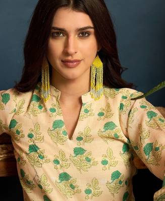 women's linen floral print summer wear short kurti with farshi salwar set 4