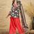 women floral printed regular linen kurta with farshi salwar and dupatta