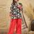 women floral printed regular linen kurta with farshi salwar and dupatta