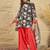 women floral printed regular linen kurta with farshi salwar and dupatta