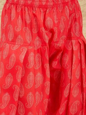 women floral printed regular linen kurta with farshi salwar and dupatta 7