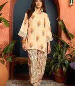 women's linen floral print summer wear short kurti with farshi salwar set
