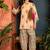 women's linen floral print summer wear short kurti with farshi salwar set