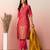 women regular thread work kurta with trousers & with dupatta