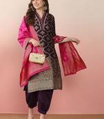 women ethnic motifs regular thread work kurta with patiala & with dupatta