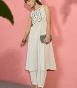 women regular mirror work kurta with patiala