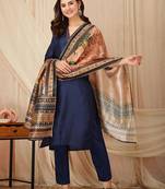 women ethnic motifs regular thread work kurta with trousers & with dupatta