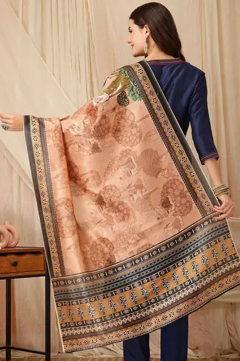 women ethnic motifs regular thread work kurta with trousers & with dupatta